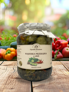 Wąsoska Przekąska z chili -ostre ogórki 720 ml - Ogródek Dziadunia