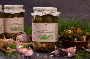 Ogórki czosnkowo - koperkowe 900 ml - Ogródek Dziadunia