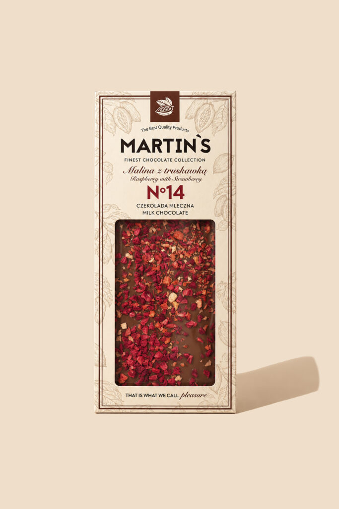 Czekolada mleczna Malina Truskawka No14 85 g - Martin's