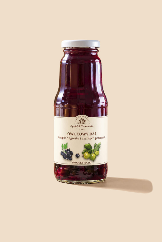 Kompot z agrestu i czarnej porzeczki - Owocowy Raj 300 ml - Ogródek Dziadunia