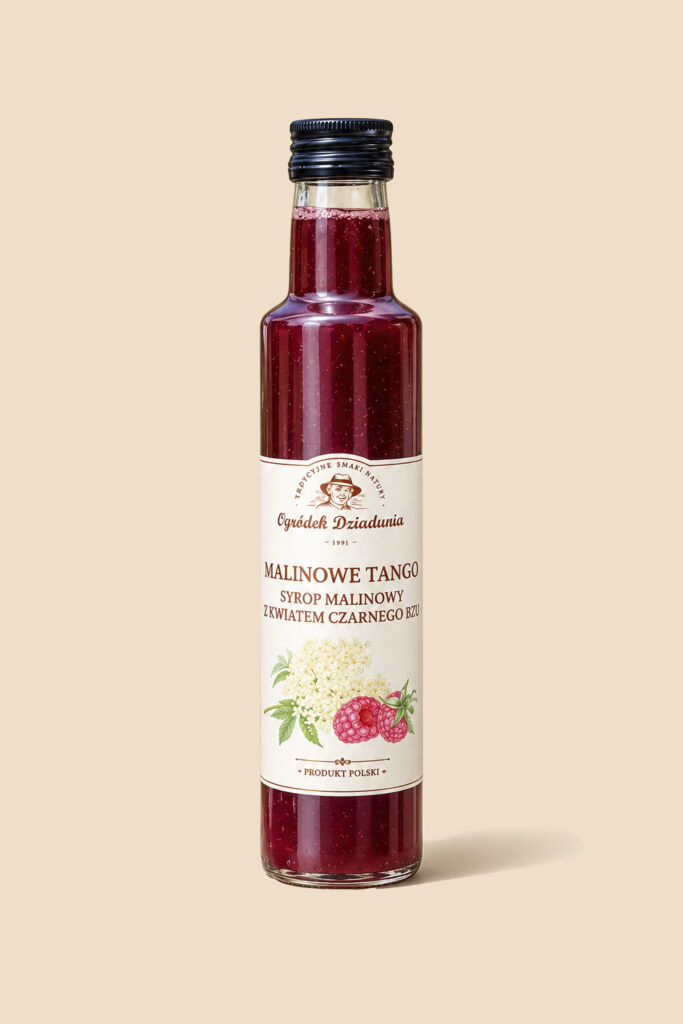 Syrop malina, kwiaty czarnego bzu - Malinowe Tango 315 g - Ogródek Dziadunia